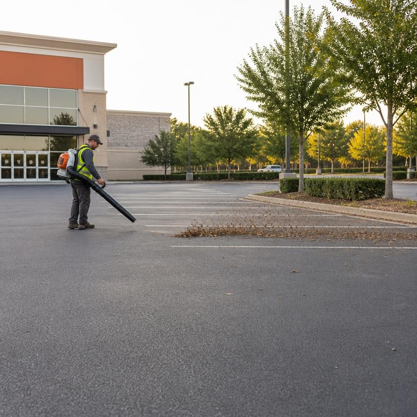 Commercial Parking Lot Blowing